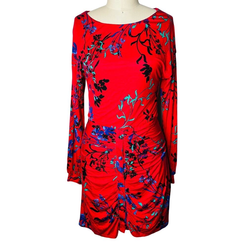 House of Harlow 1960 x REVOLVE Red Floral Ruched Button Front Mini Dress Size M